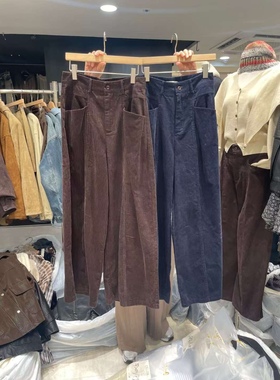 直邮 首尔印象韩代 25fw CELLONA 简约百搭高腰直筒灯芯绒休闲裤