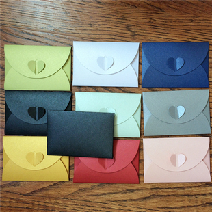 爱心扣珠光烫金额信封加厚纯色信封 DIY对折卡片定制卡套邀请函