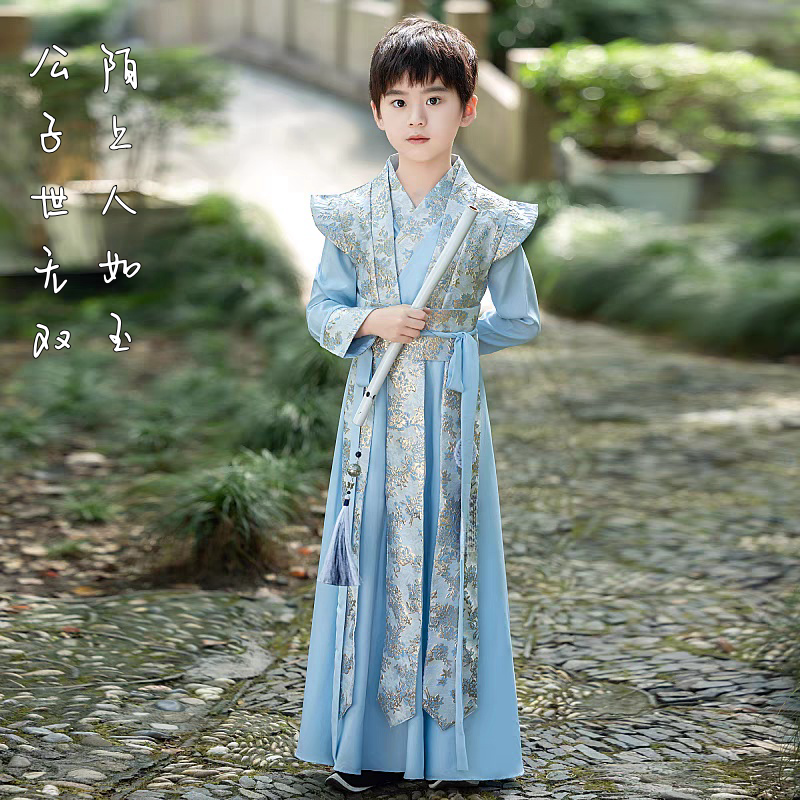 男童武侠风原创唐装飞鱼服表演服