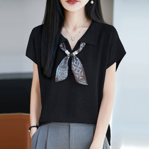 翻领桑蚕丝短袖Tt恤女