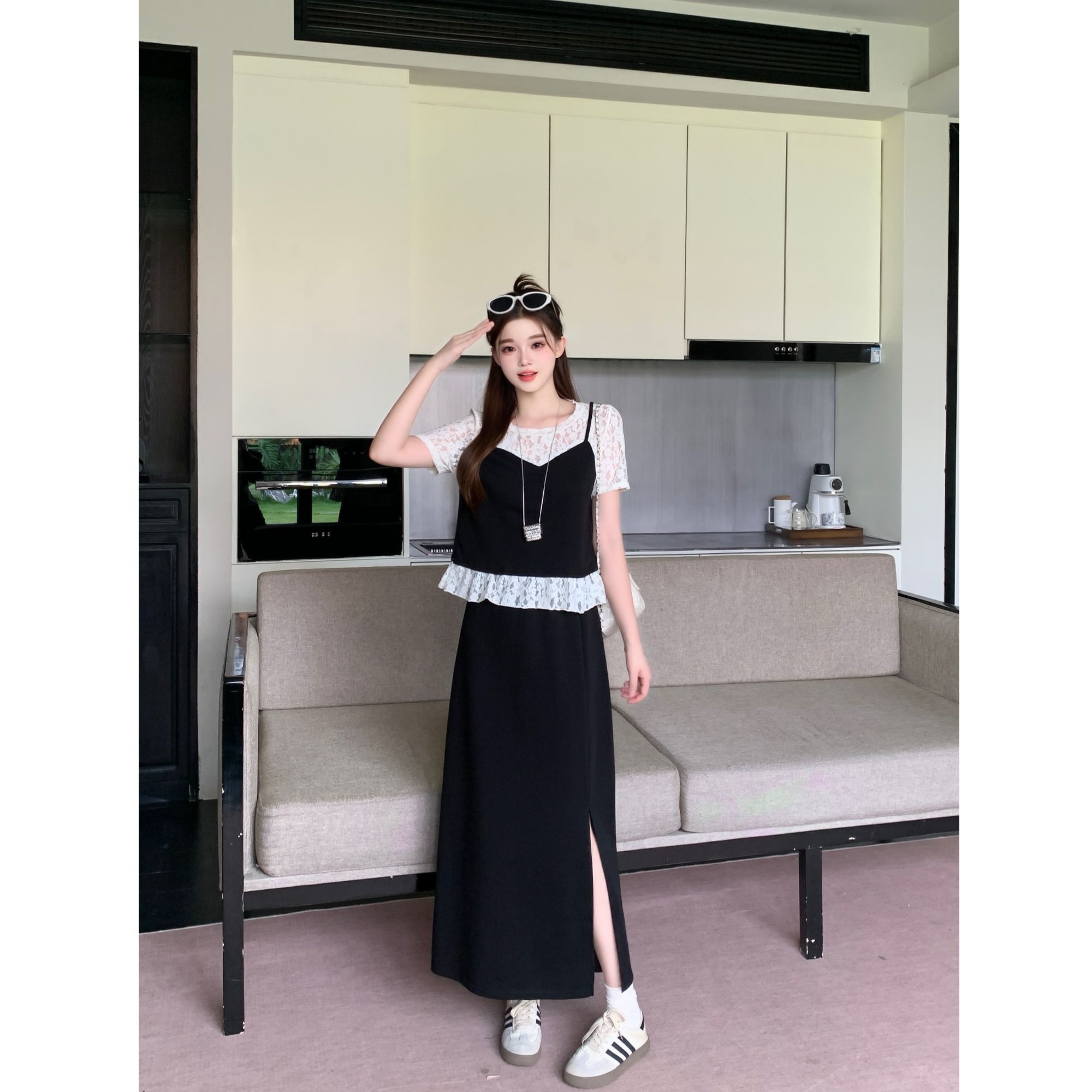 胖mm大码女装巨显瘦遮肚韩系套装裙2026超火夏装一整套穿搭两件套