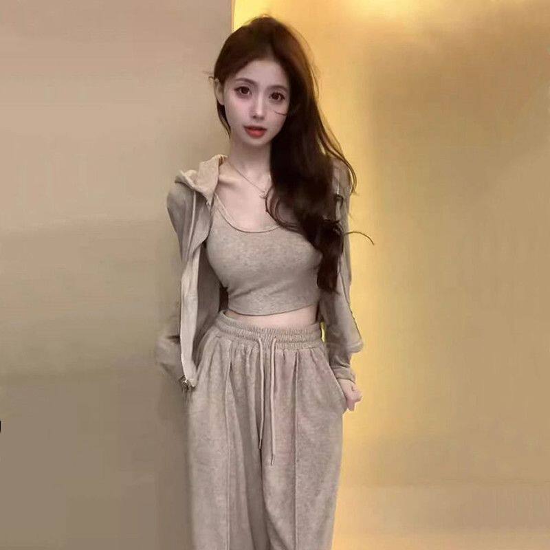 休闲运动套装女2025春装搭配一整套高级感时尚卫衣卫裤三件套洋气