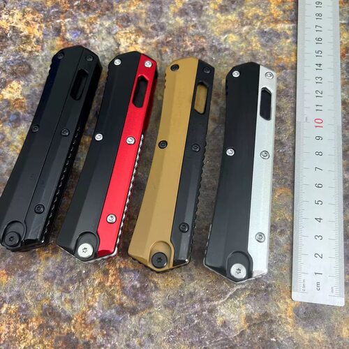 （微技术蛇神）黑白柄大马士革户外工具锌合金OTF多功能工具
