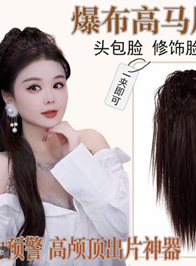 爆款喷泉瀑布马尾假发发夹后脑勺时尚佩戴简单加倍发量盘发抓夹女