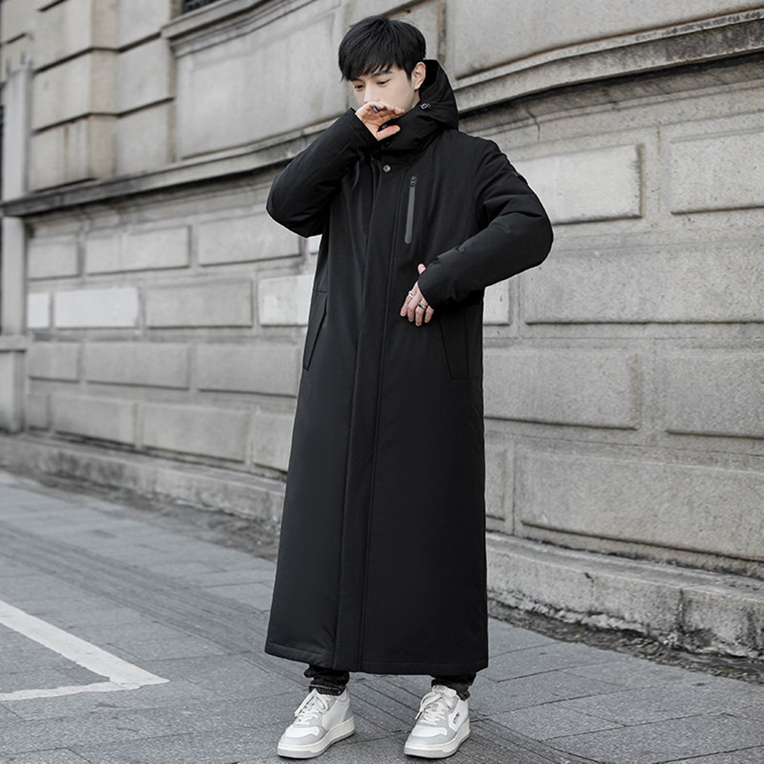 进口鹅绒羽绒服男加长款过膝25年冬季新款大码加厚极寒户外外套男