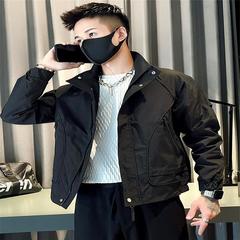 潮牌工装夹克男款秋冬季高级感痞帅黑色外套2024新款上衣男士褂子