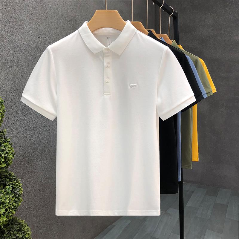 2023夏季新款纯白色翻领polo衫短