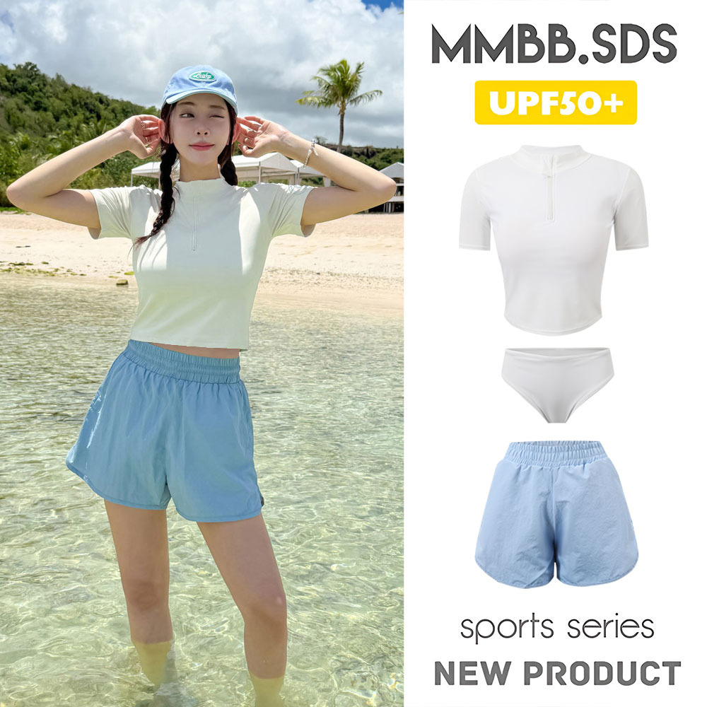 潜水服女分体显瘦短袖浮潜冲浪水母衣学生长裤防晒温泉游泳衣套装