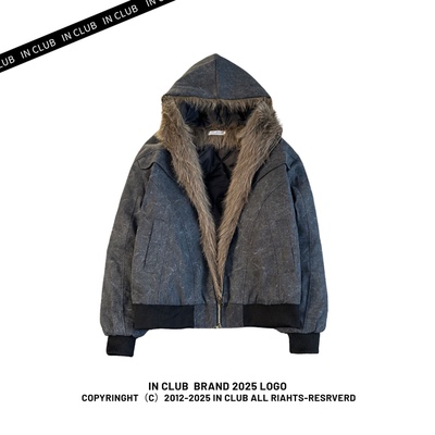 2025新款美式复古大毛领PU皮衣