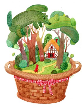 A135小房子建筑水彩手绘插画临摹素材国外儿童插画美术参考图片