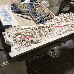 东阳木雕椴木人物蟠桃会手工深度雕刻背景墙门楣玄关隔断进门中式