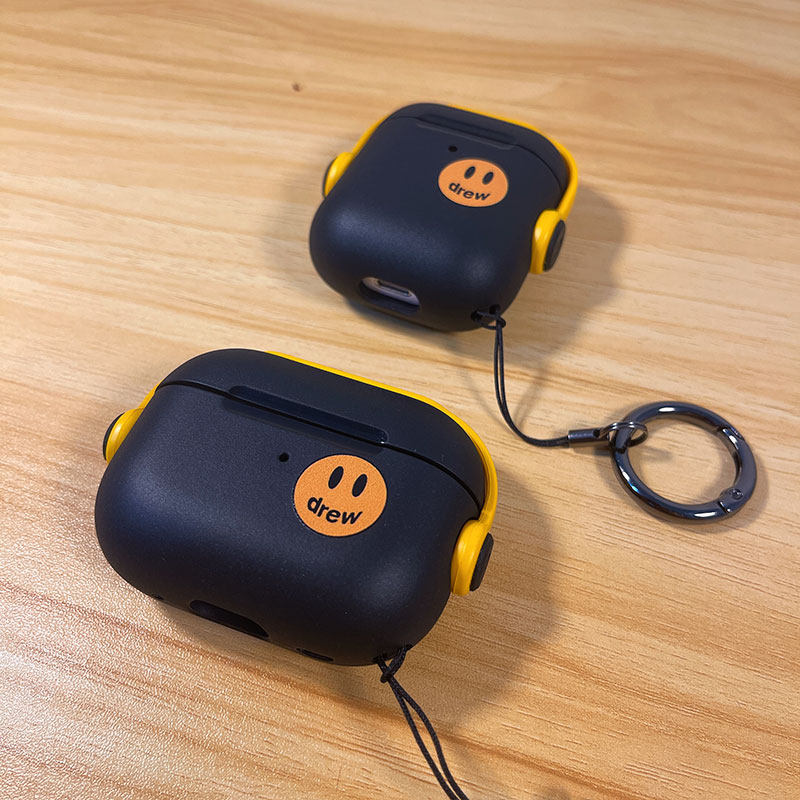 创意笑脸折叠支架AirPodsPro2代保护套潮牌新款适用苹果airpods3代无线蓝牙耳机保护套airpods4磨砂硅胶软壳