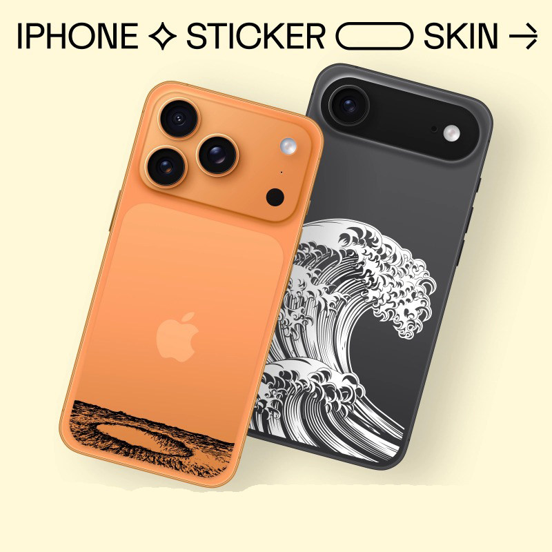 昂齐 iPhone海浪图案手机壳贴纸日式抽象艺术保护套个性装饰贴