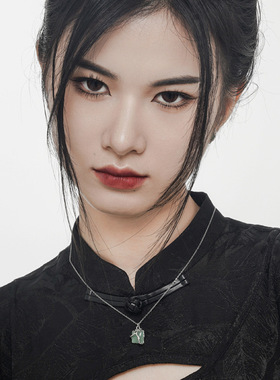 PREDAMS 创意小众设计师款S925纯银新中式竹节东陵玉国风方形项链