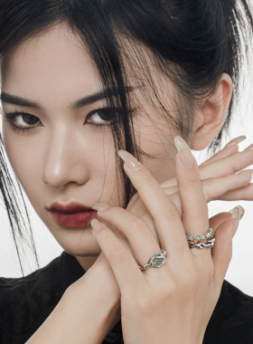 PREDAMS 创意小众设计师款S925纯银新中式东陵玉国风复古戒指