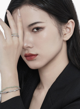 PREDAMS 创意小众设计师款S925纯银新中式竹节东陵玉国风复古手镯