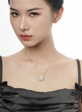 PREDAMS 创意小众设计师款S925纯银潮流时尚百搭ins玫瑰花项链