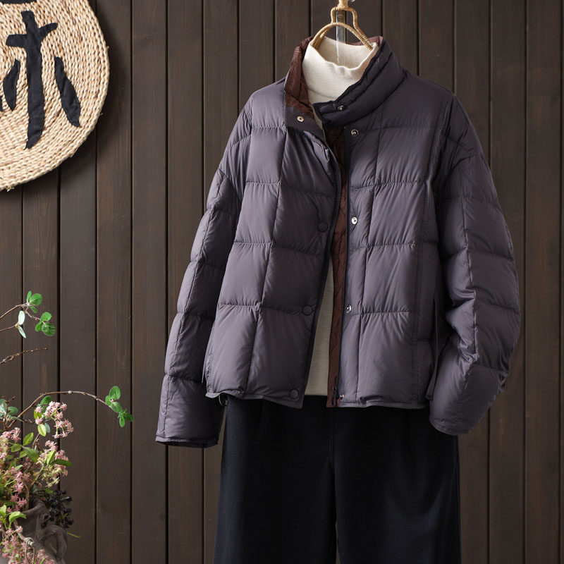 90白鸭绒羽绒服减龄方块保暖外套