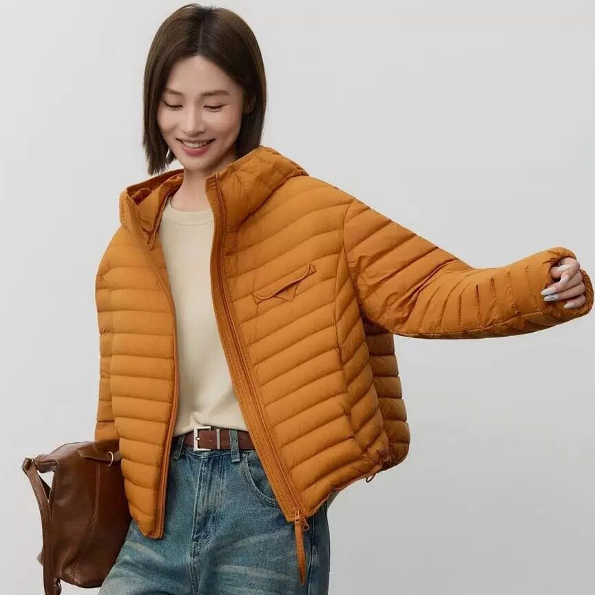 新款90白鸭绒轻薄羽绒服连帽外套