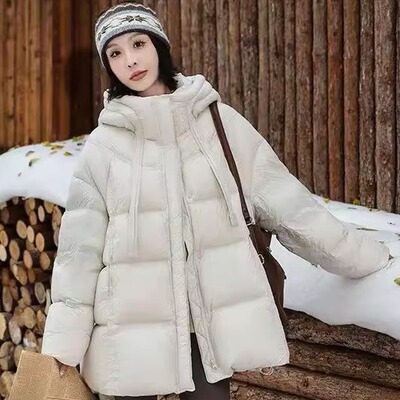 中长款连帽羽绒服面包服加厚外套