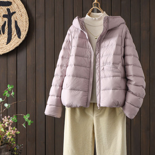 2025冬季 韩版 90白鸭绒轻薄连帽羽绒服女时尚 减龄显瘦保暖外套 新款