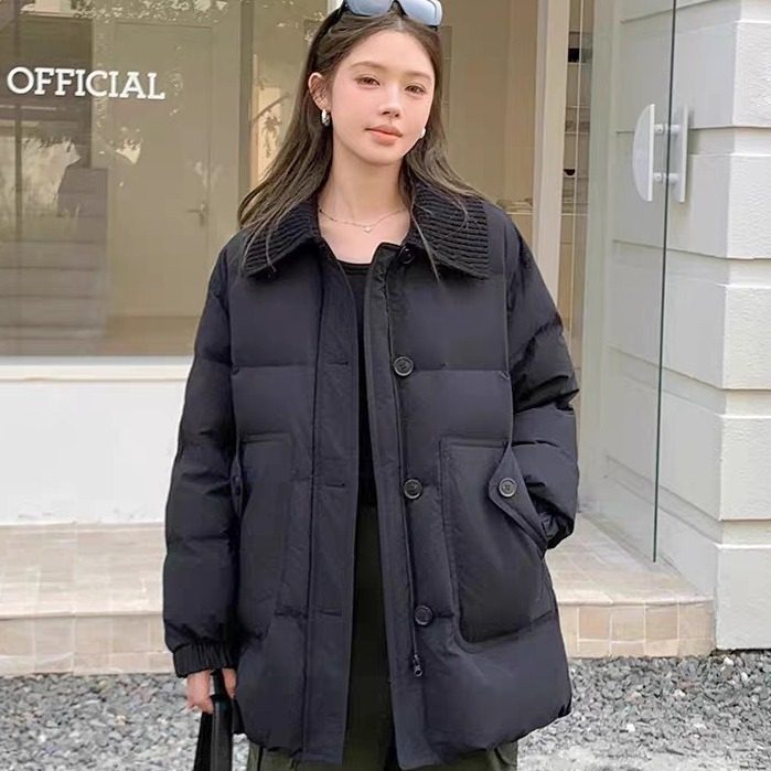 欧货中长款羽绒服加厚面包服外套