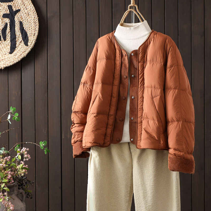 圆领90白鸭绒轻薄羽绒服保暖外套