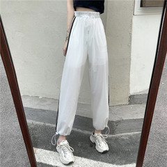 Real shot quick drying sports pants women's bunched foot anti mosquito summer thin loose slim quarter casual pants
