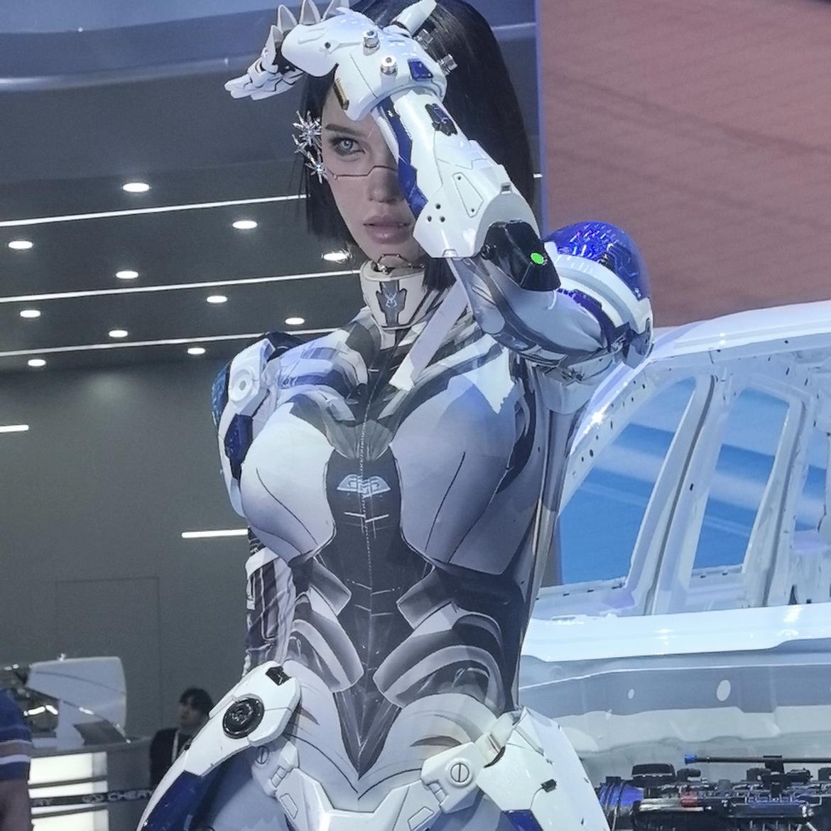 未来感AI机械姬连体衣cos连体裤赛博朋克动漫表演服1比1还原大码