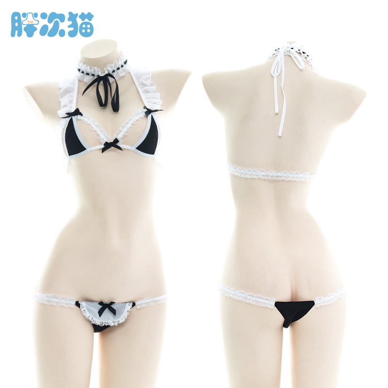 可爱到犯规~开胸女仆套装比基尼套装 花边私房性感睡衣蕾丝家居服