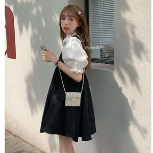 日系学院风小个子背心连衣裙少女春夏季新款A字背带短裙收腰显瘦