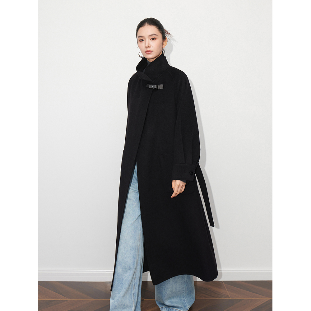 EFEI双面羊绒羊皮扣呢子大衣女款