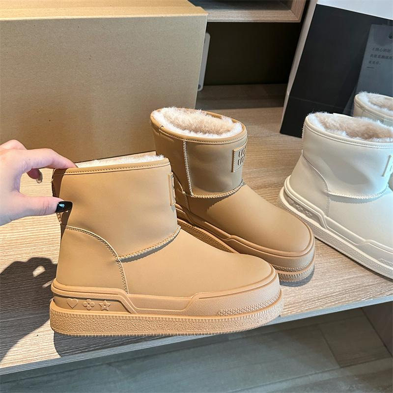 厚底防滑防水雪地靴女2025年冬季新款百搭加绒加厚保暖抗寒短筒靴