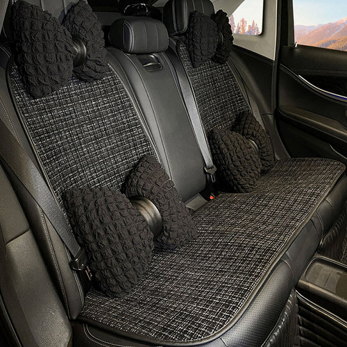 汽车坐垫四季通用高级感车垫座套棉麻夏季透气座垫女士轻奢座椅套