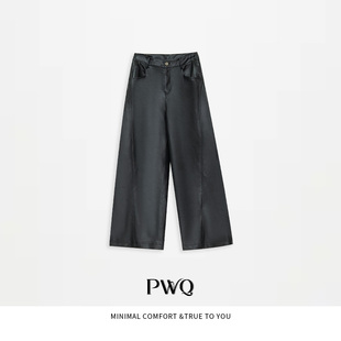 皮裤 休闲裤 中腰防风阔腿弯刀裤 25111613 民谣