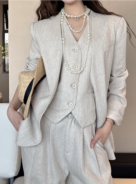 套装老钱三件套高端亚-麻休闲气质MSCC-2521603