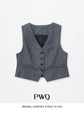 【律政佳人-马甲】马甲羊毛V领无袖单排扣马夹DSML-25121823-DJ