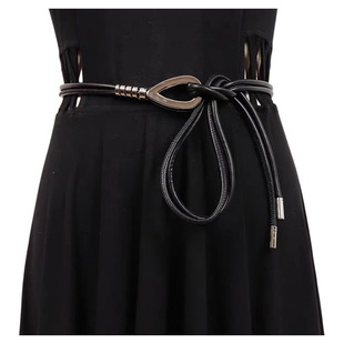 双股皮绳腰带女腰绳装饰连衣裙毛衣羽绒服百搭大衣外套束腰皮带