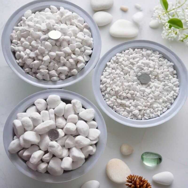 北京白石子白色小石头铺面造景装饰花园庭院鹅卵石铺地砾石碎石头