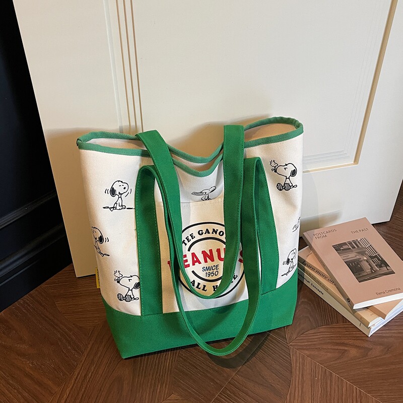 史努比卡通可爱帆布包女大容量手提单肩托特包通勤购物袋妈咪包