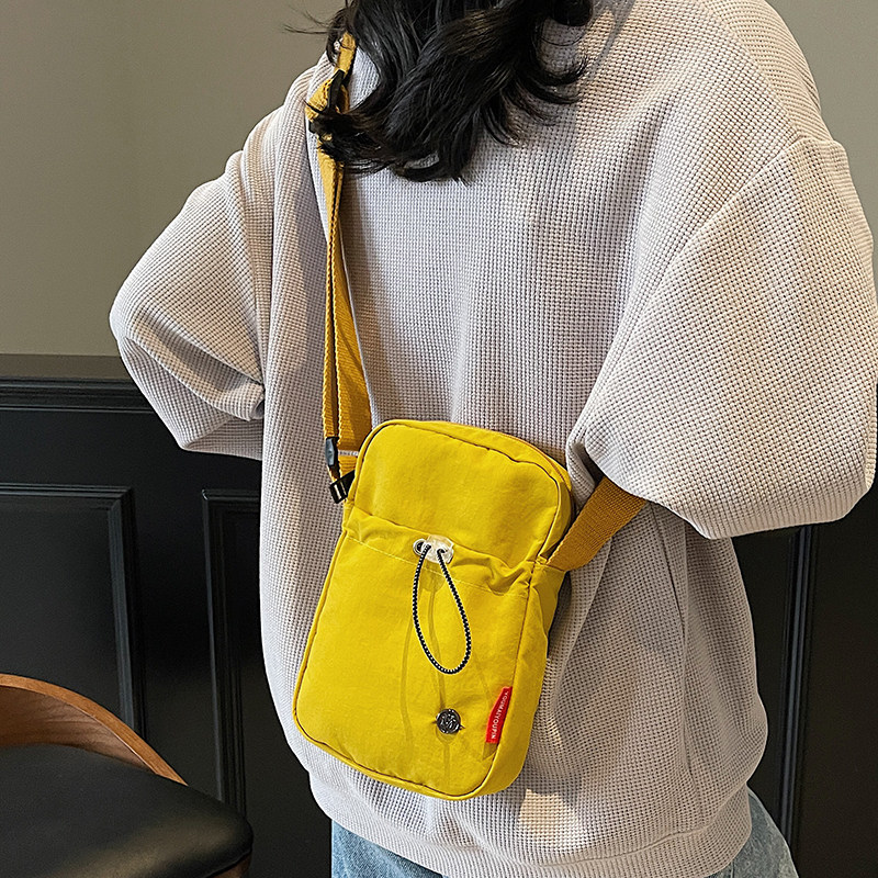 质感轻便手机包包女外出旅行两层帆布小挎包休闲拉链单肩斜挎包