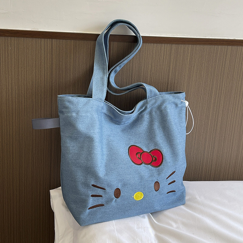 HelloKitty刺绣牛仔单肩大包