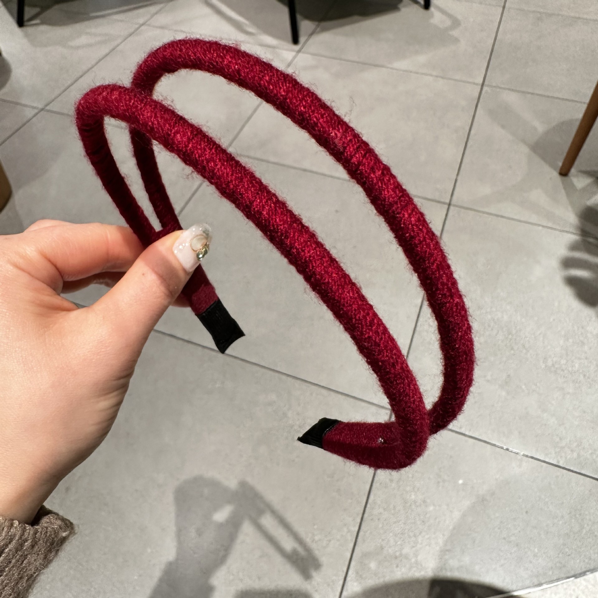 复古港风简约毛线双股发箍纯色百搭秋冬新品洗脸外出发卡细边头箍