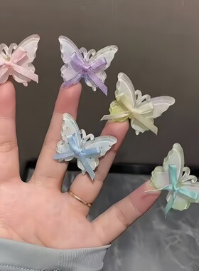 果冻透色蝴蝶小结发夹可爱心甜美边夹春夏简约发饰发卡刘海