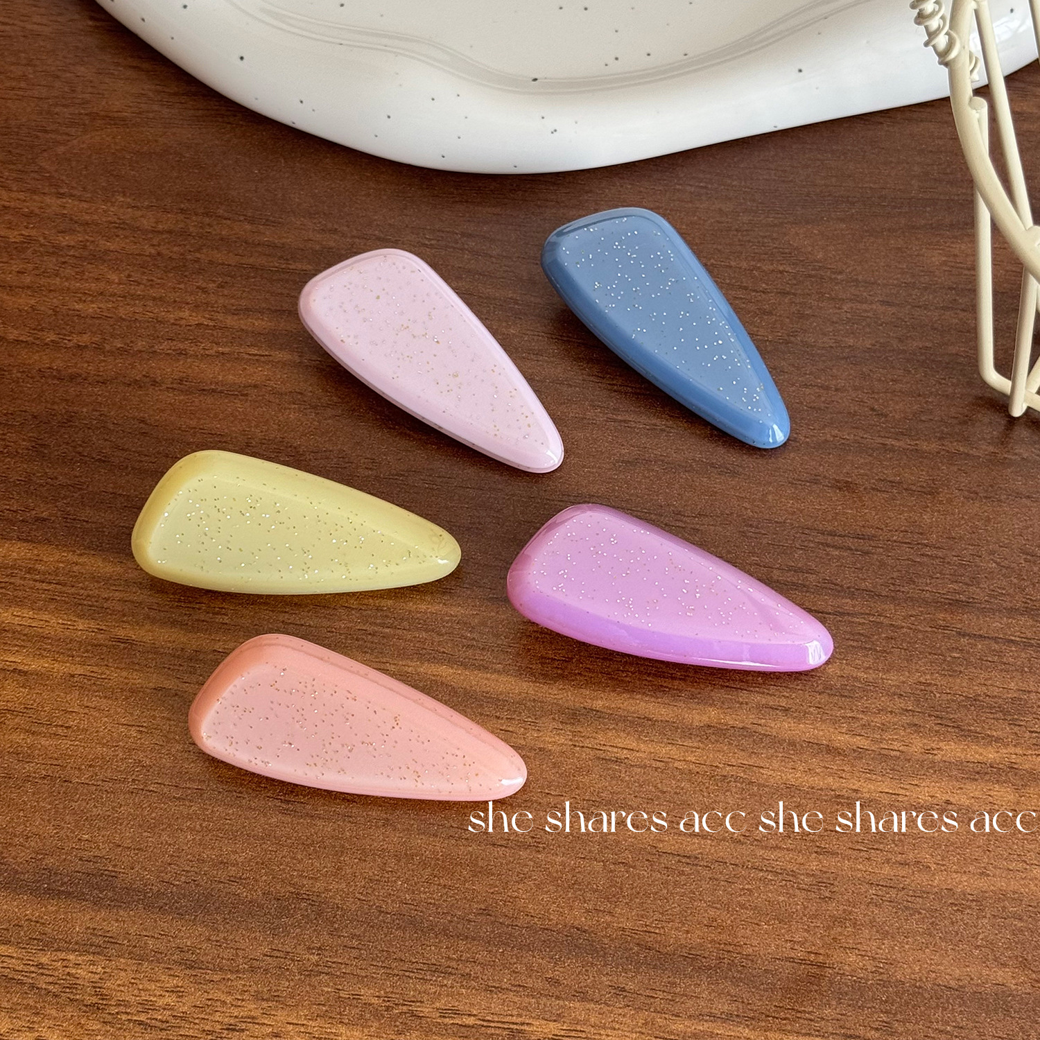 复古气质感漆皮三角边夹鸭嘴夹大号亮面pu水滴夹刘海侧边发夹