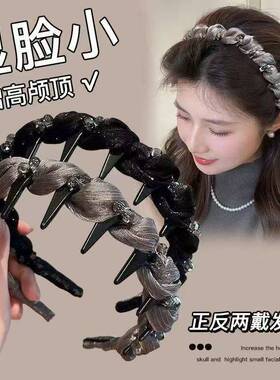 网纱带钻波浪发箍女2025新款高颅顶洗脸压发卡带齿防滑头箍头饰