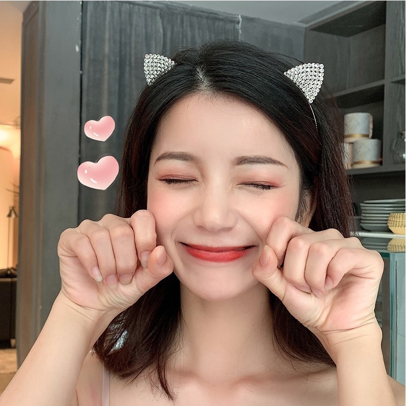 满钻可爱猫耳朵发箍女百搭仙女网红超仙压发卡甜美水钻头箍发饰品