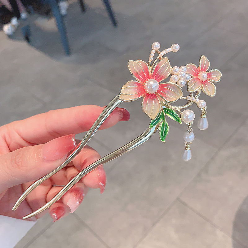古风花朵流苏发簪女新中式现代盘发簪子旗袍古装汉服发钗时尚头饰