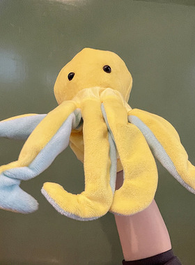 新款黄色章鱼手偶娃娃儿童宝宝舞台演出道具家庭亲子早教安抚手套