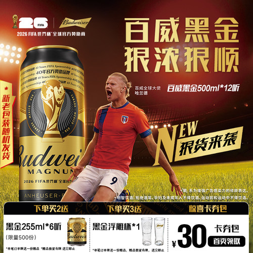 百威黑金啤酒500ml*12听